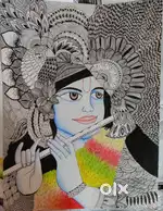 Lord Krishna drawing with frame