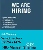 Full time job apply in helper store keeper supervisor  100% JOB HERE