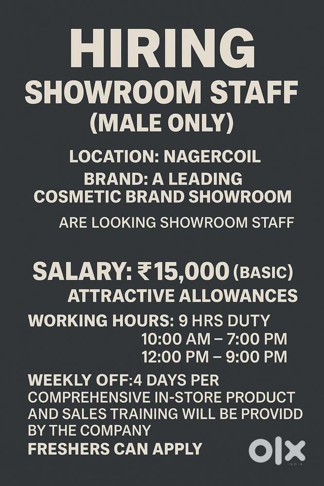 Showroom Staff - Male