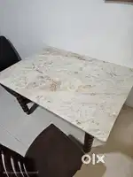 Marble top, wooden Dining table + 4 chairs