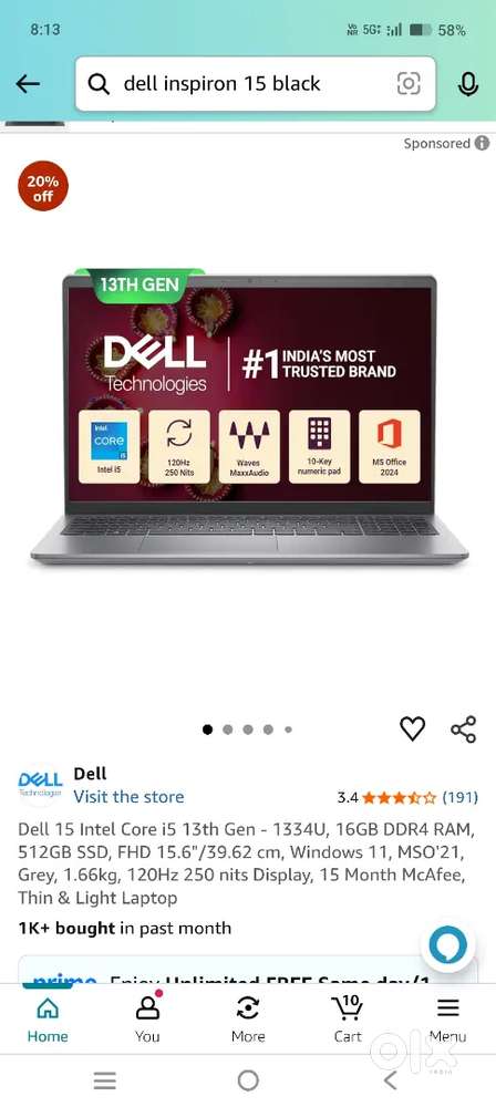 Dell Inspiron 15 only 7 day used with excellent condition with box