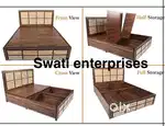 New designer wooden double bed with storage box