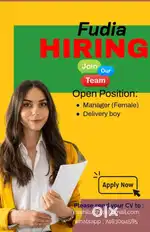 Manager (female) and delivery boy needed