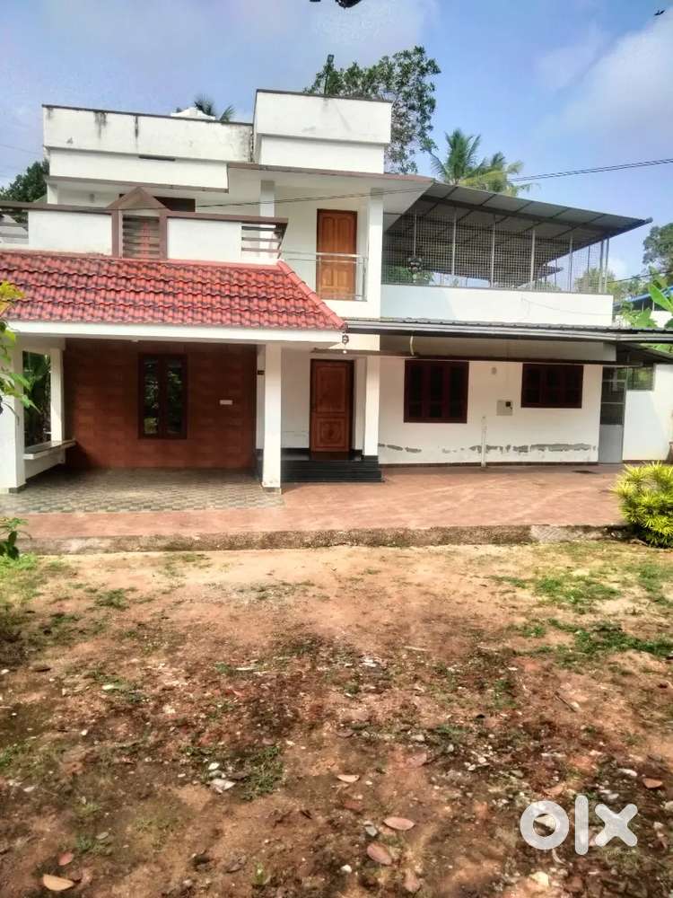 Double storied building with compound wall