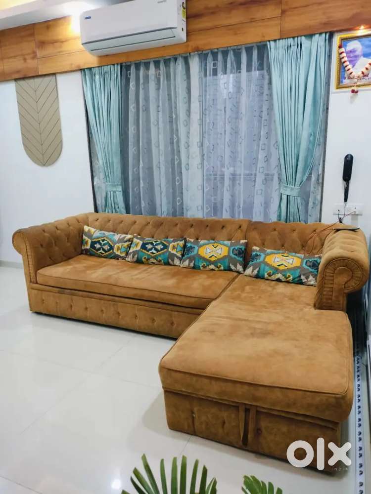 L shape sofa cum bed