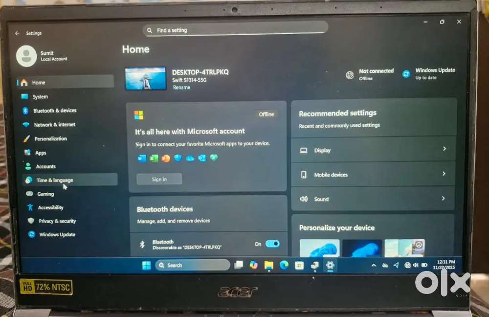 Acer Swift 3  i5 8th Gen  8GB RAM  512GB SSD  Good Condition