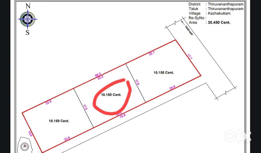 10 cent plot plain land for rent in Chanthavila