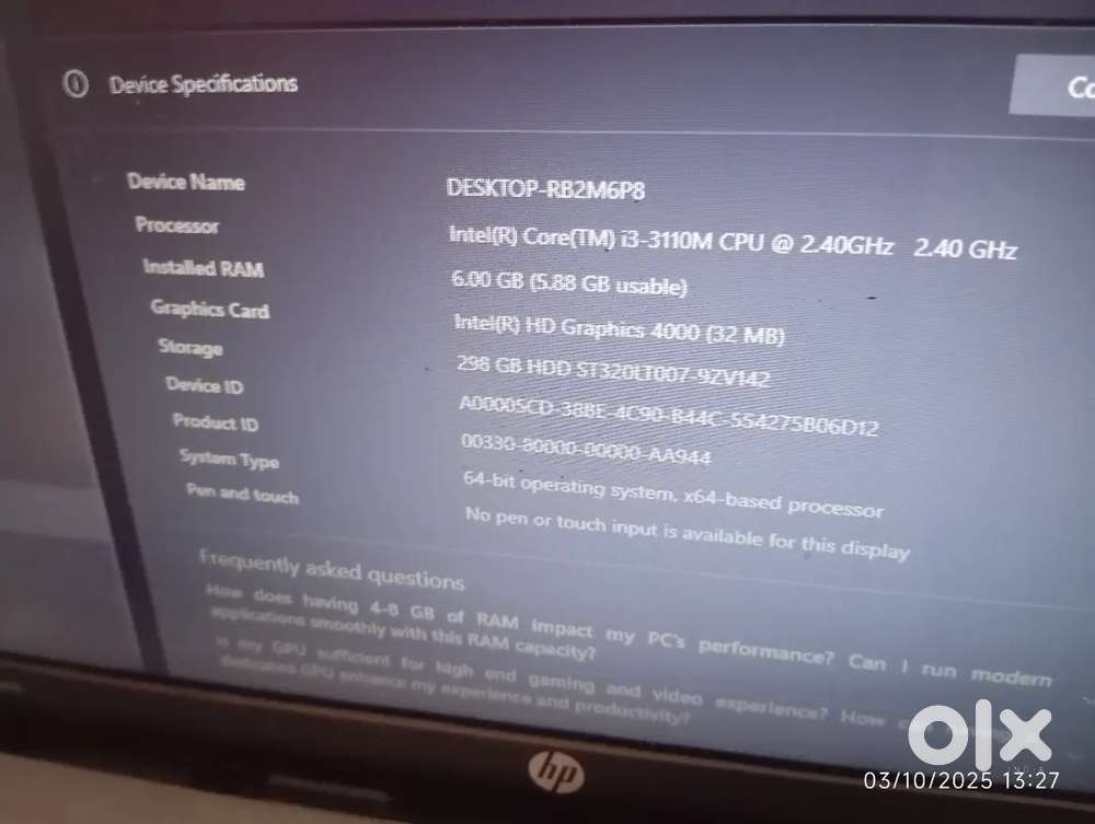 HP i3 laptop