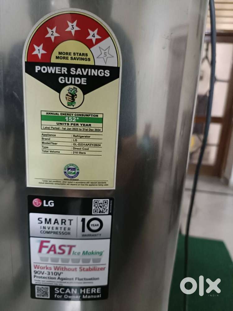 Lg fridge single door 210 liters