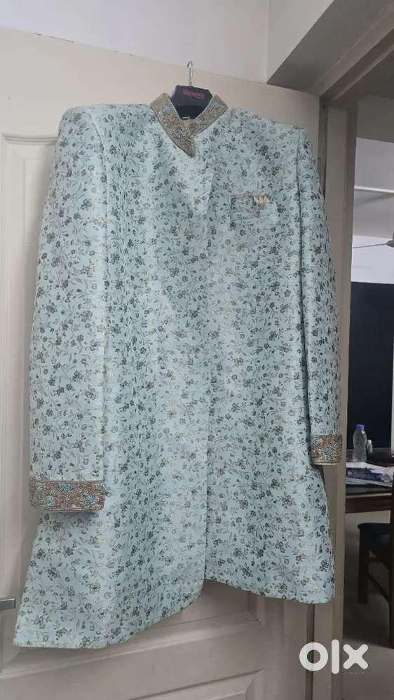 Blue Brocade silk Kurta