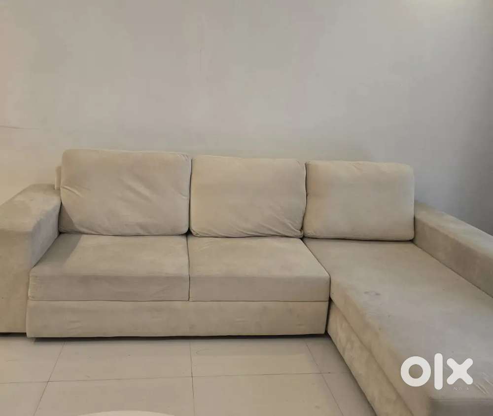 2 piece sofa set - beige cream colour- suede fabric