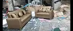 ROYAL GOLD COLOUR 3+1+1 SOFA SET PREMIUM QUALITY WITH GOLDEN LEGS