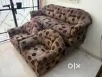 Sofa set with glass table and a bed