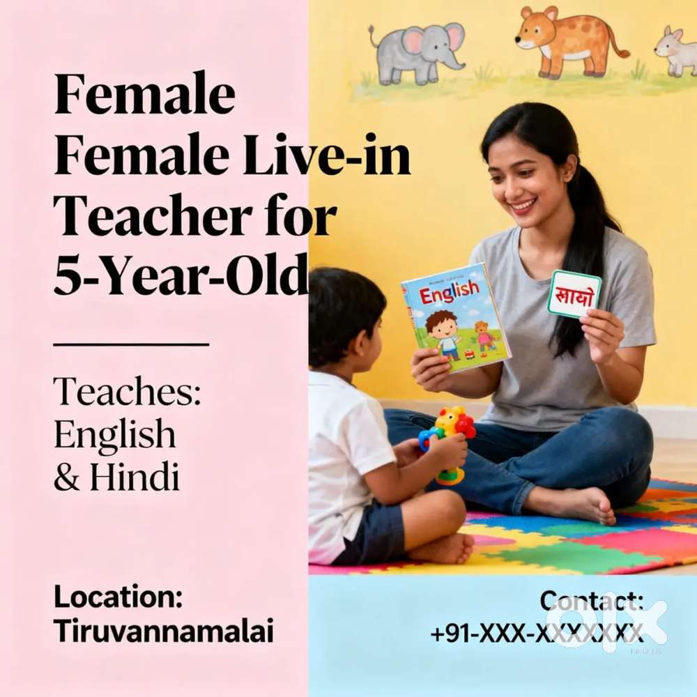 Female Live In Teacher for a 5 year old Toddlee near Thiruvannamalai