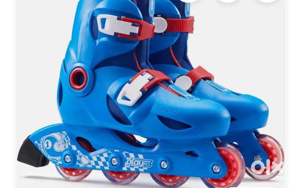 Decathlon Kids Skating Shoes, Blue, 4 Wheels, Adjustable, 4-8 Years 
