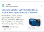 Canon powershot D30 digital camera