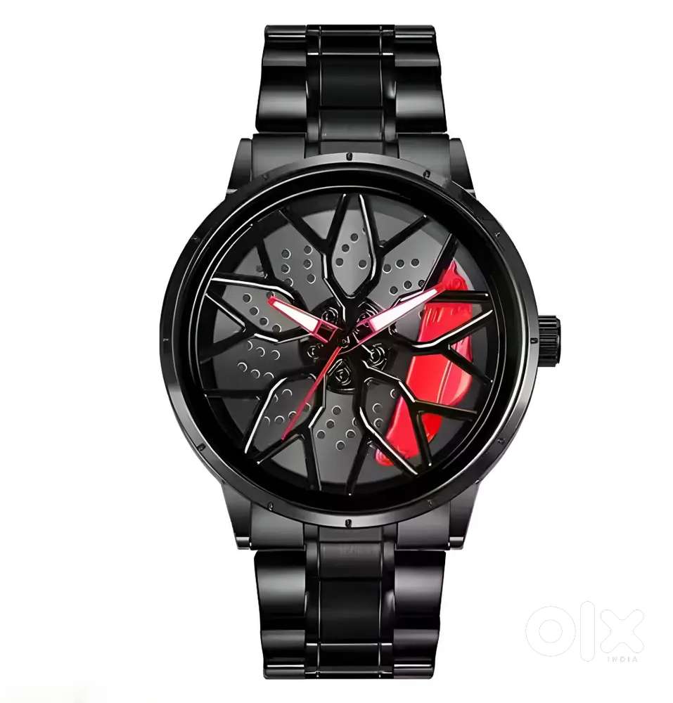 Sporty look watch in red with gryo rotating