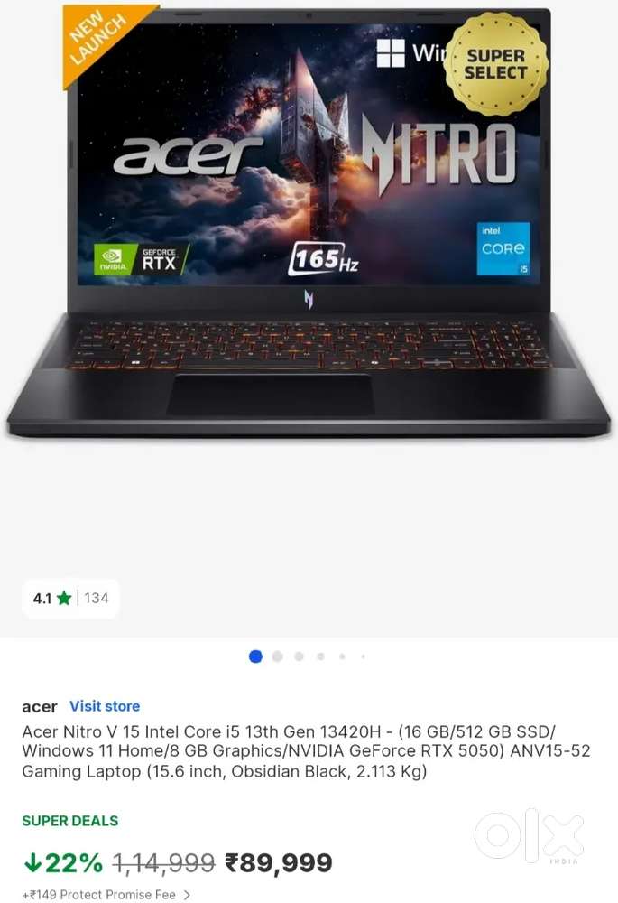 RTX 5050-8gb gaming laptop, DLSS4 ,superfast ,1 week old but,  unused