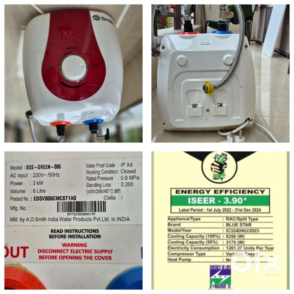 Gysers - 25 litre, 15 litre and 6 litre