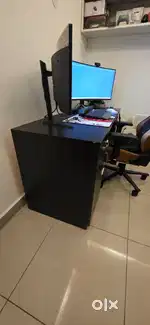 Handmade Solid Wood PC Table with Storage–Workstation / Gaming