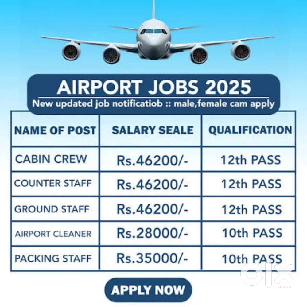 Urjent Hiring for airport Staff in Tamilnadu.