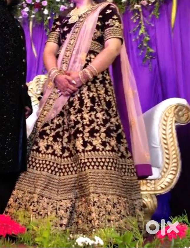 Bridal Koski Deep Purple Lehenga with Peach Dupatta – Premium Designer