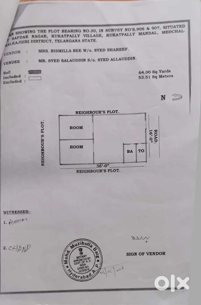 64 sq yards plots with 2 rooms 1 bathroom