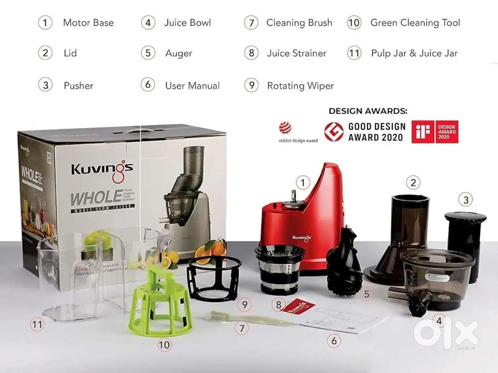 Kuvings B1700 Dark Red Professional Cold Press Whole Slow Juicer