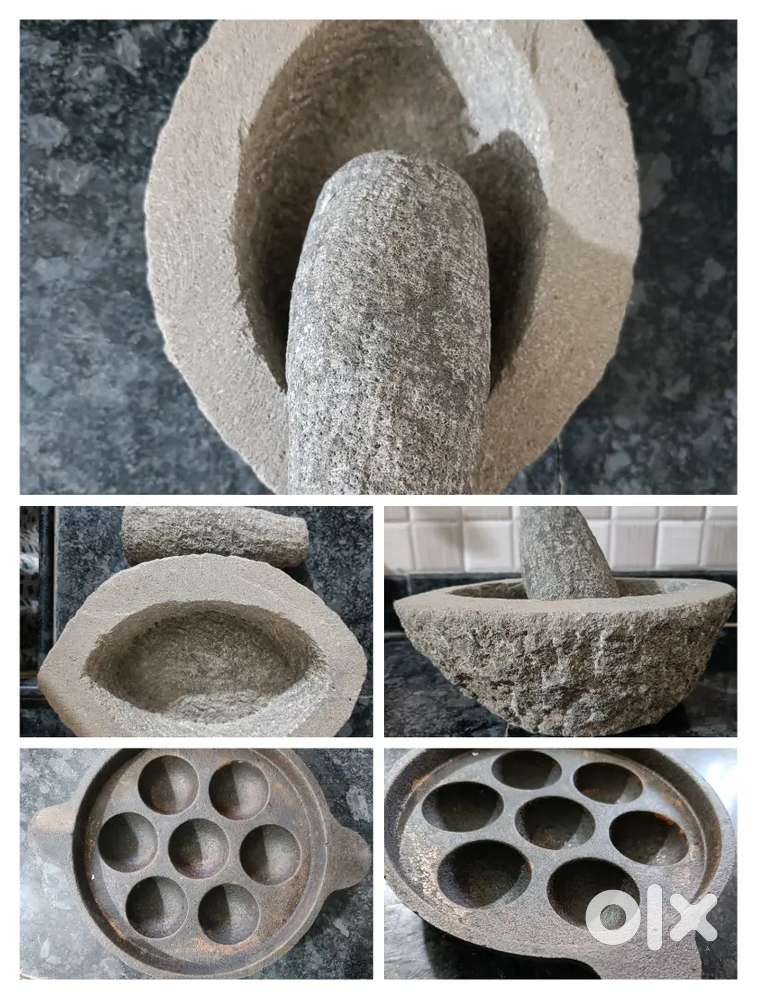 पत्थर का खलबट्टा और बीड़ का आप्पे का सांचा