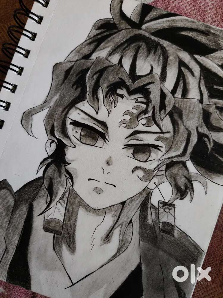 Handcrafted Charcoal Sketch of Yoriichi Tsugikuni