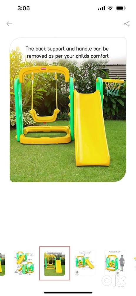 Babyhug 3 in 1 swing and slide with basket ball hoop