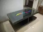 Glass Table with Coloured Pebbles