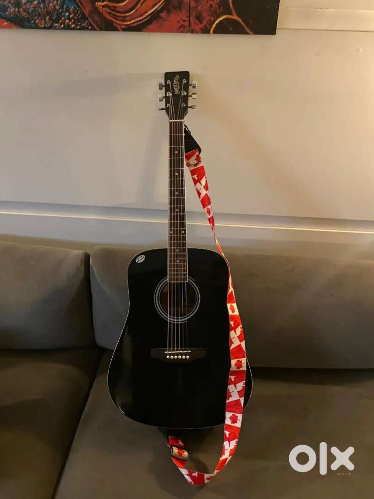 Professional Black Acoustic Guitar with Strap and Guitar bag