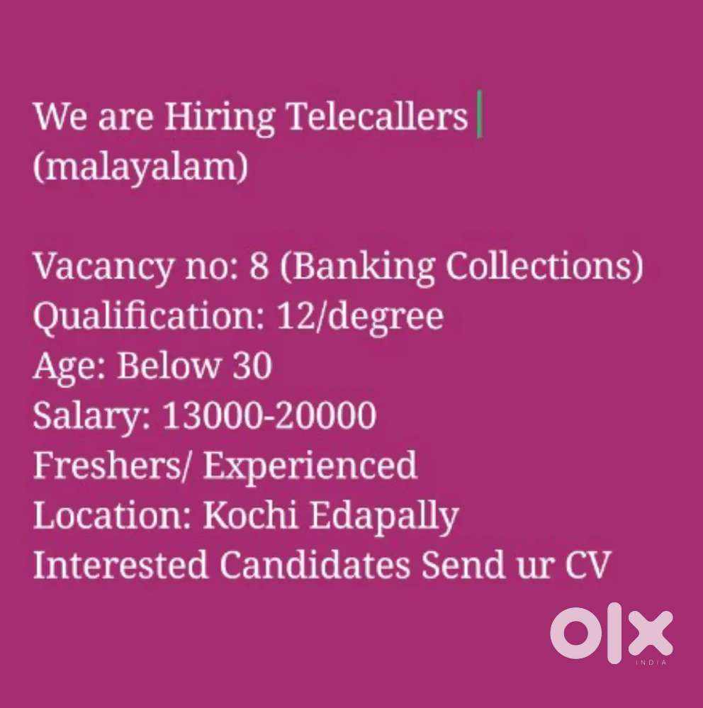 Tele Caller and Banking Collection staff