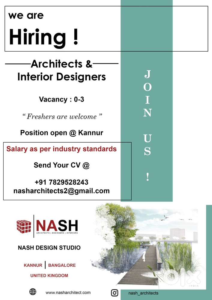 We need only b arch and BSc interior designer