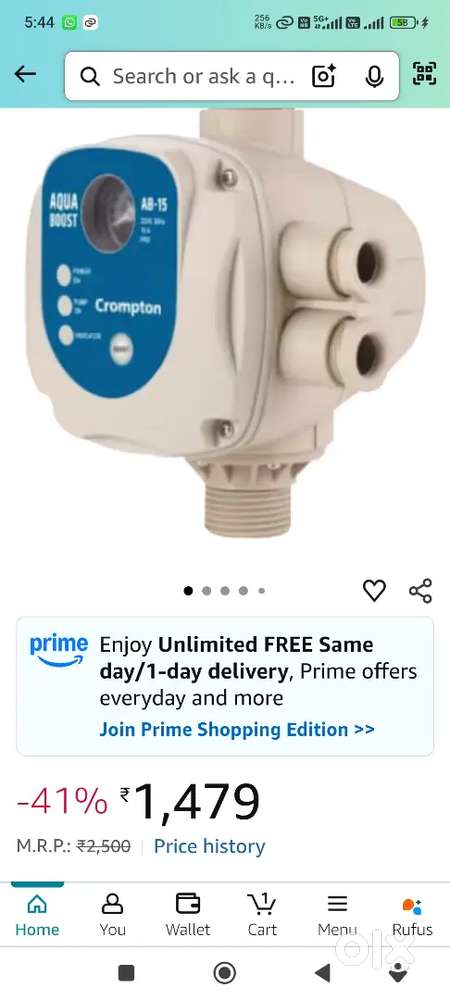 Crompton Aqua booster pump working condition less used