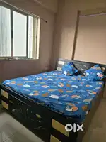 Double bed with metress and 2pillows and Computer table with chair