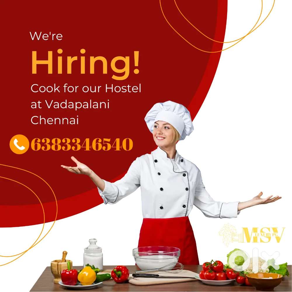 Cook wanted for our PG Hostel at vadapalani