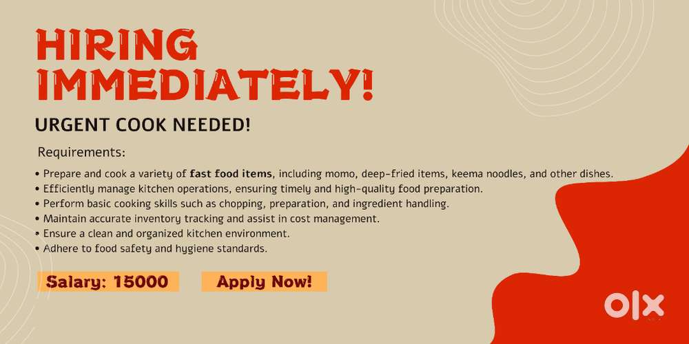 Head Cook Required Urgently !