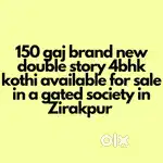 A brand new double story 4bhk house is available for sale in Zirakpur