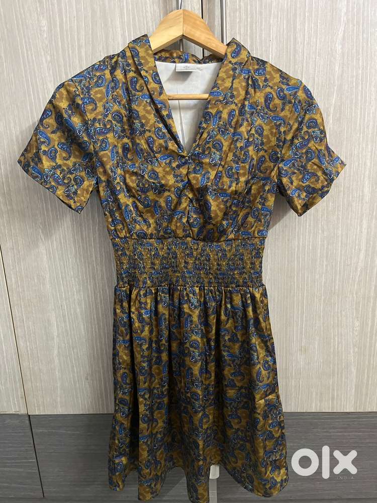 ABSTRACT PRINT MINI DRESS JOSS - LIGHT OLIVE -XS