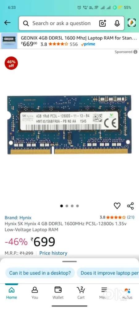 2ram sticks 4gb total 8gb ddr3