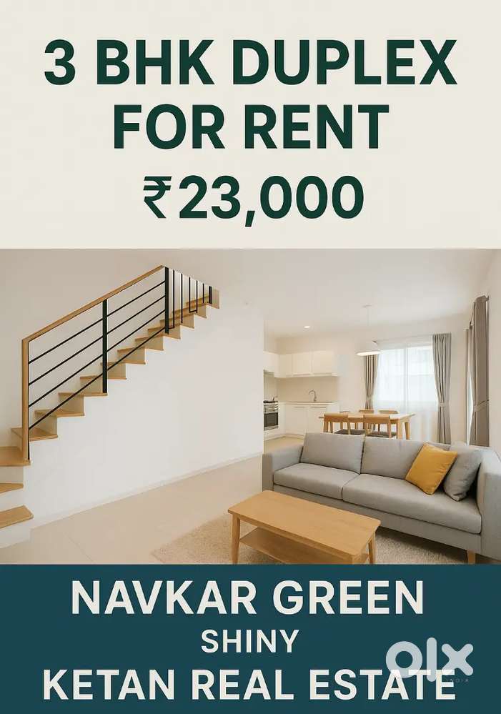 3 BHK Duplex For Rent Semi Furnished Navkar Green Shiny .