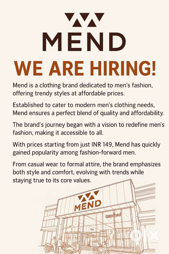 * Hiring Now! * Join MEND – Fastest Growing Menswear Brand!