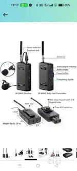 SARAMONIC SR-WM4C VHF WIRELESS MICROPHONE BLACK BRAND NEW NEVER USE