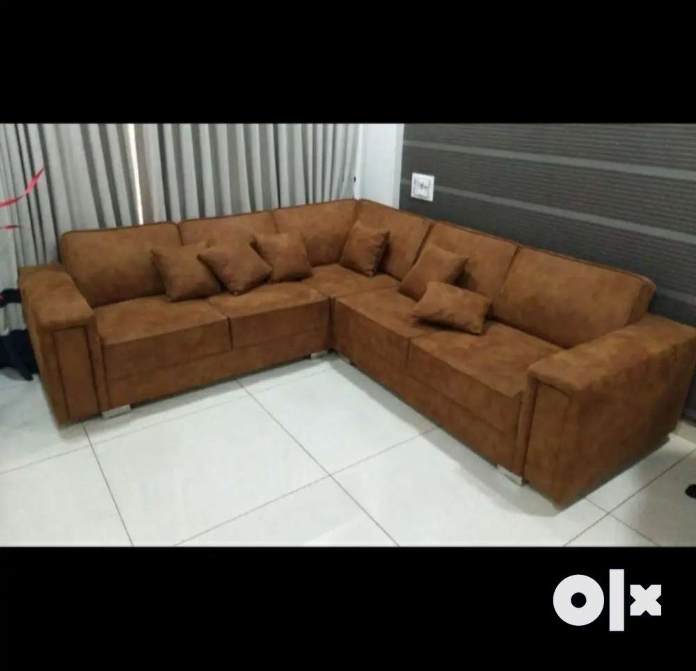 L Shape Comfortable Sofa Set with Carrat Pattern or Cution Set FREE