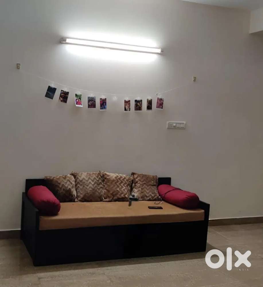 Sofa cum bed with 4 cushions and 2 bolsters