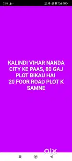 Plot for sale 80 gaj KALINDI VIHAR nanda city ke paas