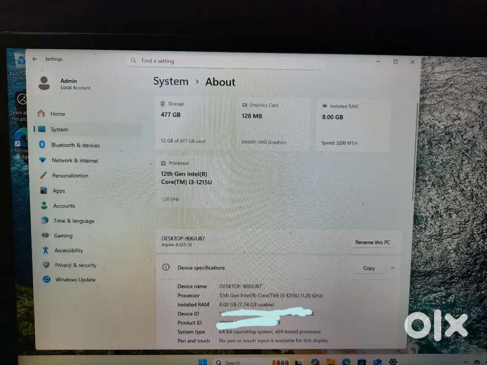 Laptop i3 12th gen 512ssd
