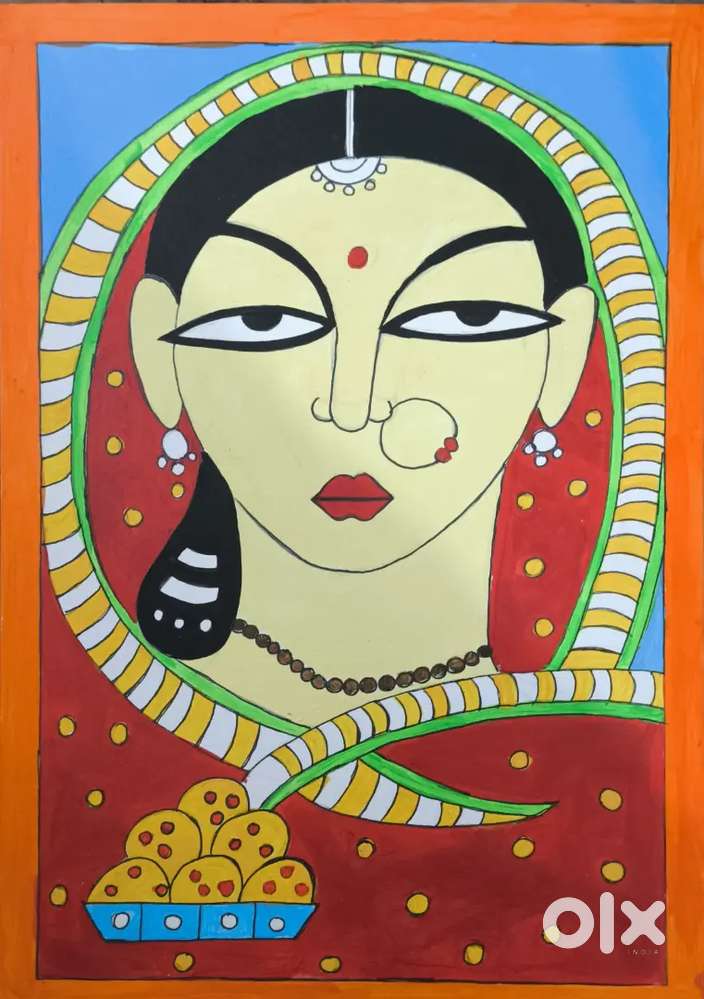 Traditional Bengali Style Lady Painting for Home Decor